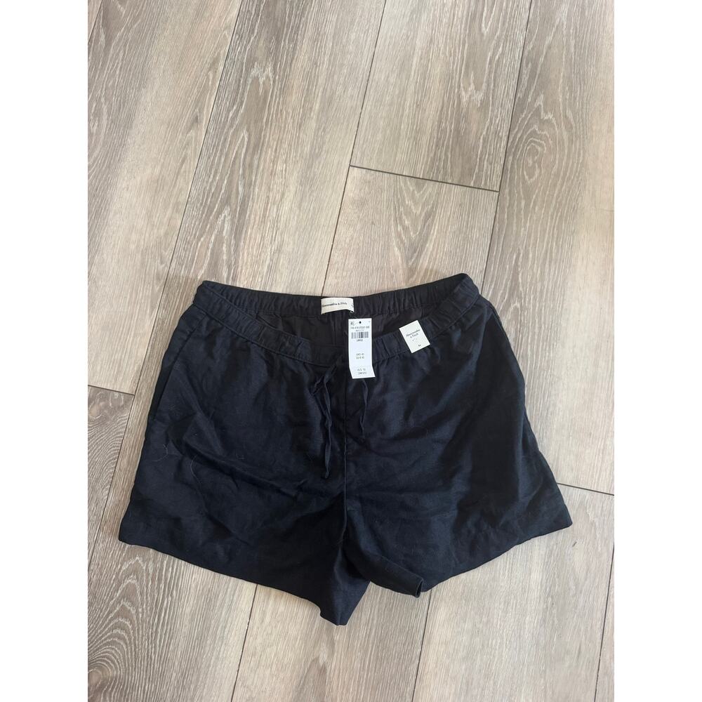 Abercrombie Linen Blend Black Shorts NWT Large - Picture 1 of 5